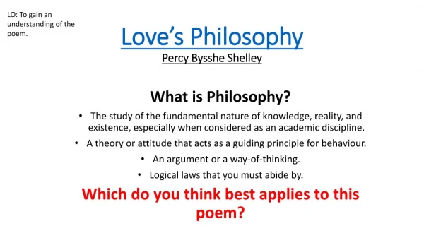 Love’s Philosophy Percy Bysshe Shelley