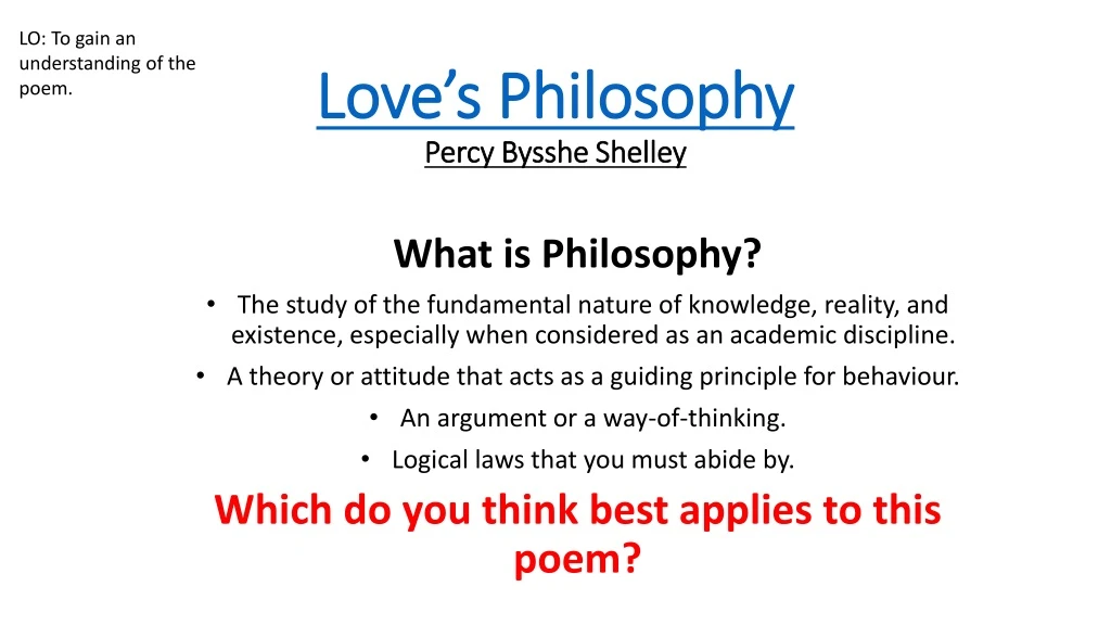 love s philosophy percy bysshe shelley