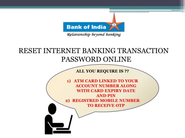 RESET INTERNET BANKING TRANSACTION PASSWORD ONLINE