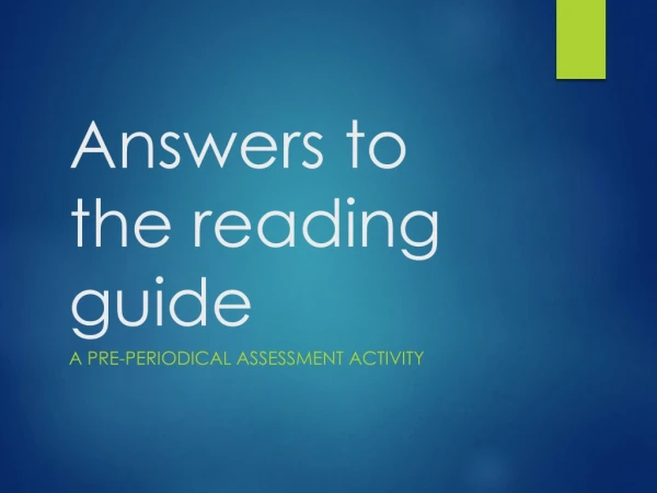 Answers to the reading guide
