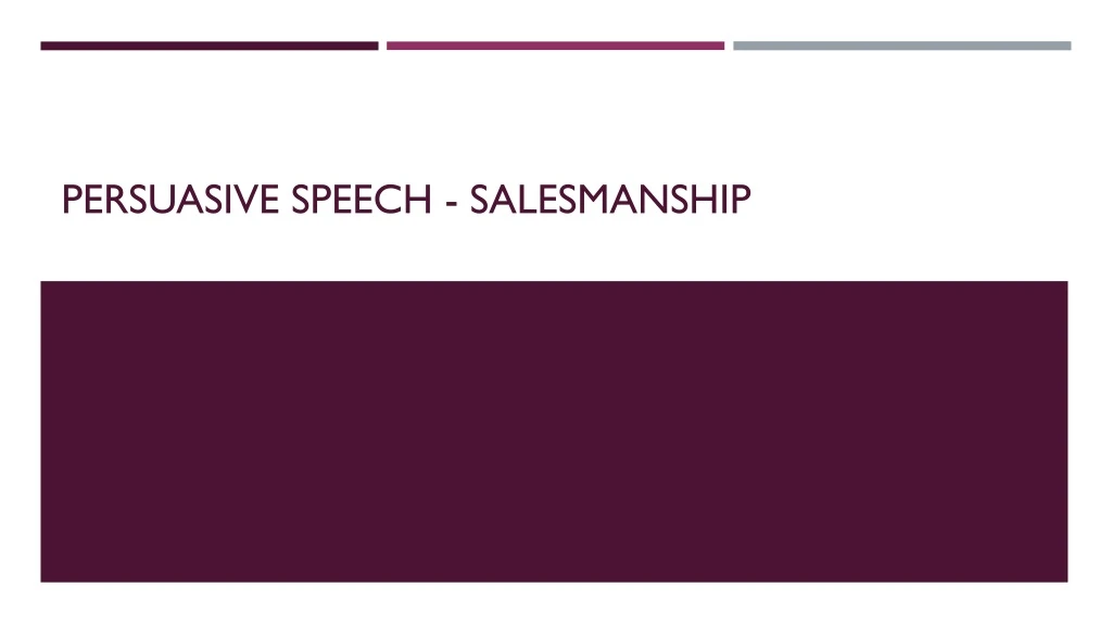 persuasive speech salesmanship