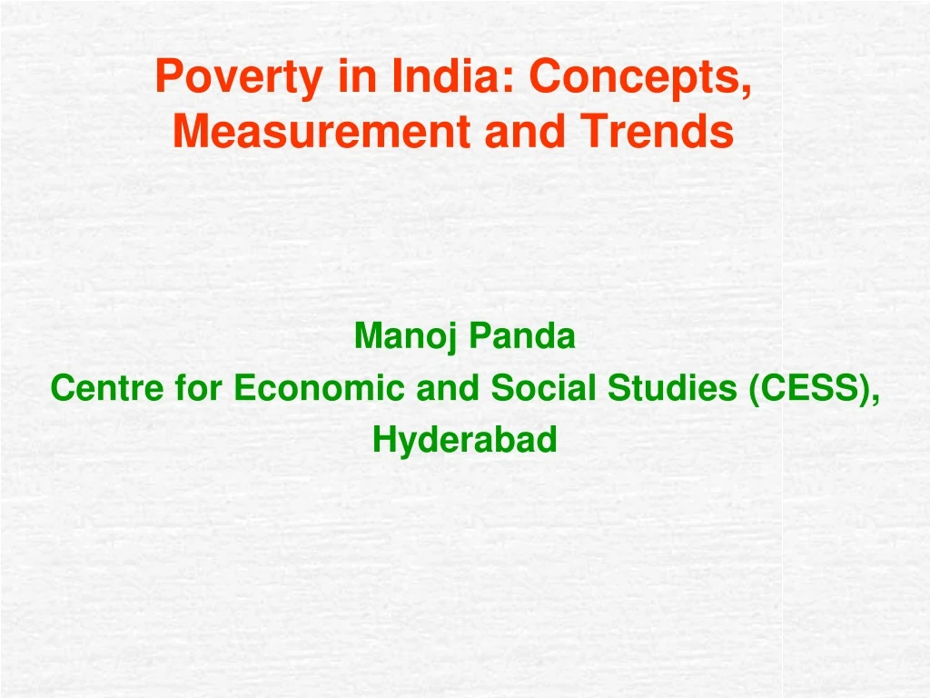 poverty in india concepts measurement and trends