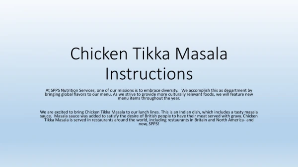 Chicken Tikka Masala Instructions
