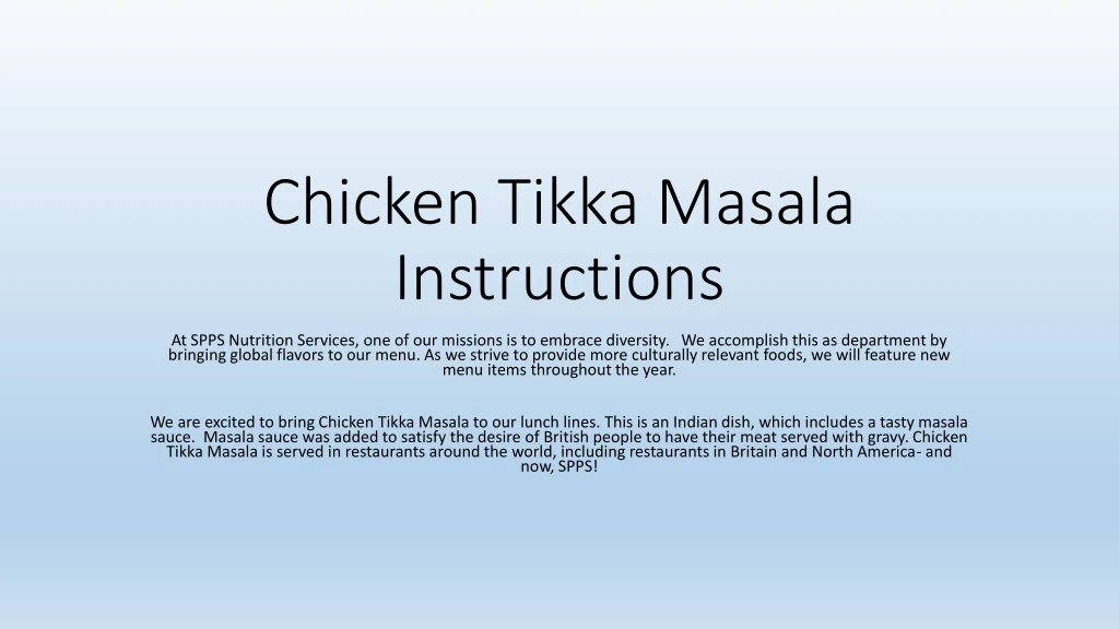 chicken tikka masala instructions