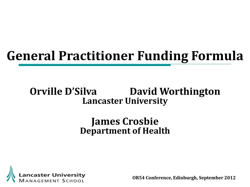 general practitioner funding formula orville