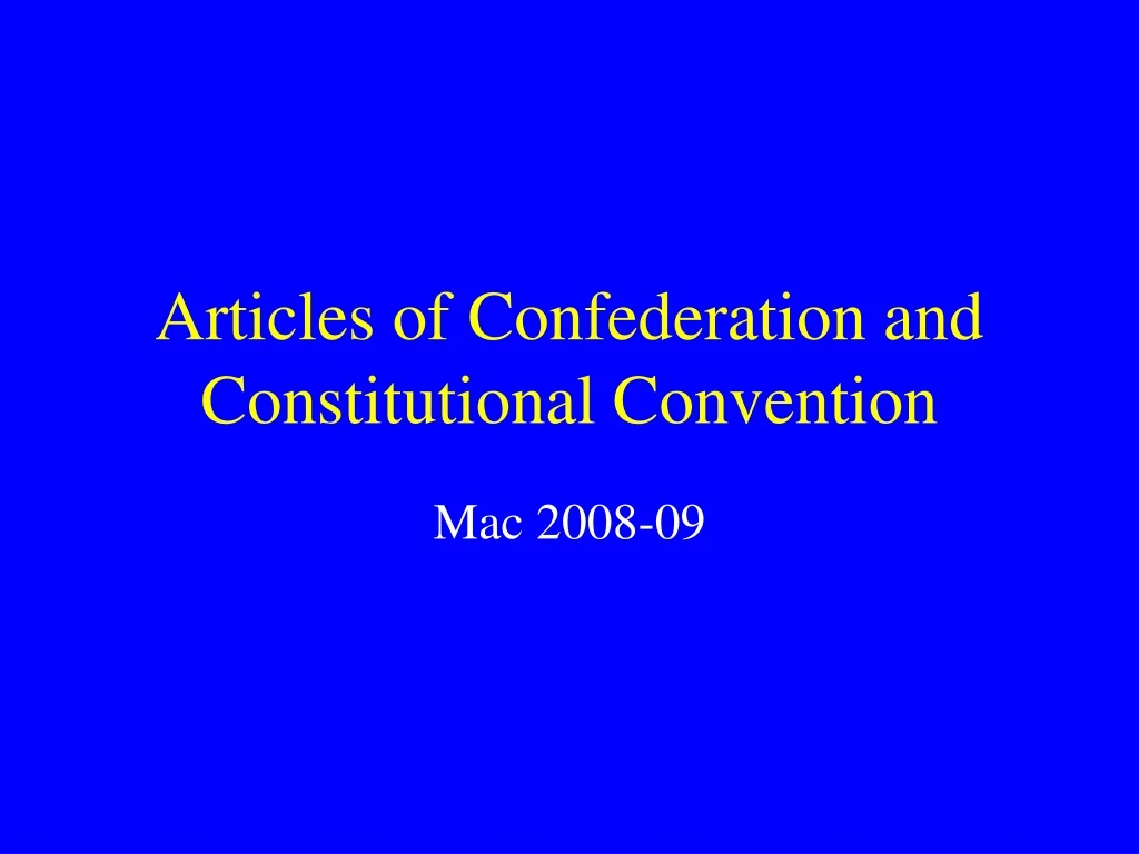 articles of confederation and constitutional convention