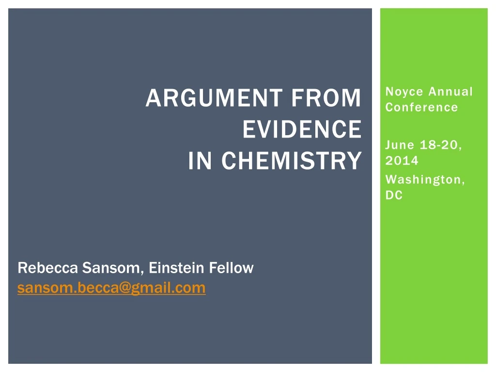 argument from evidence in chemistry