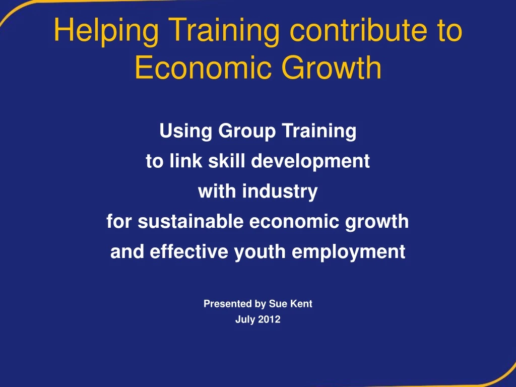 helping training contribute to economic growth