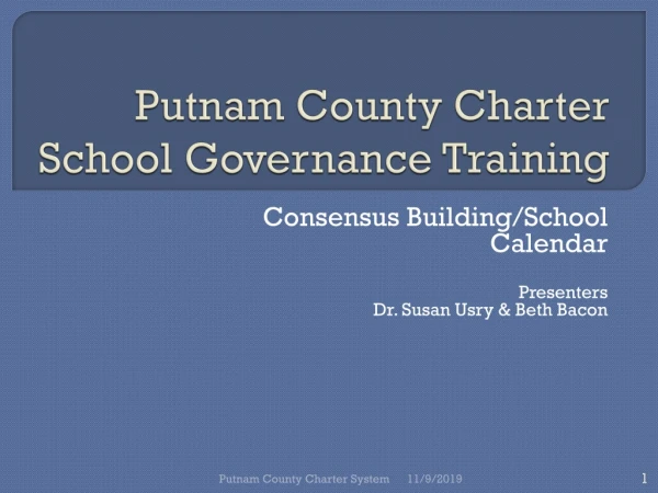 Putnam County Charter School Governance Training