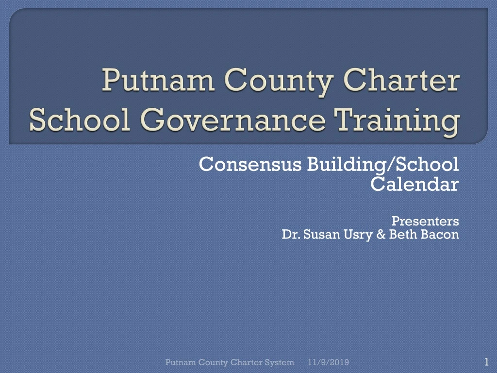 putnam county charter school governance training