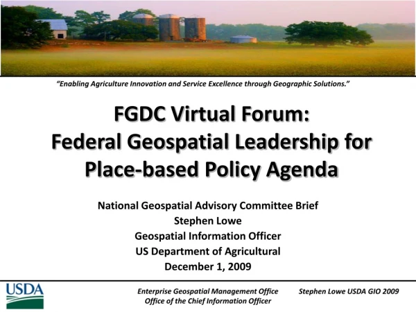 FGDC Virtual Forum: Federal Geospatial Leadership for Place-based Policy Agenda