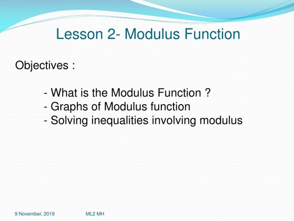Lesson 2- Modulus Function