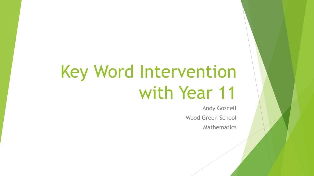 key word intervention with year 11