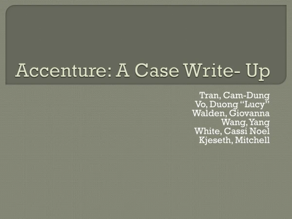 Accenture: A Case Write- Up
