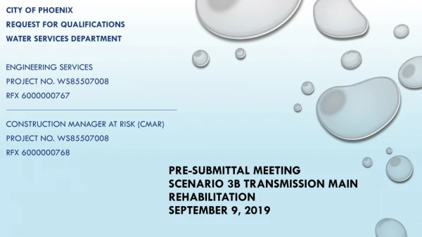 Pre-submittal meeting SCENARIO 3b TRANSMISSION MAIN REHABILITATION September 9, 2019