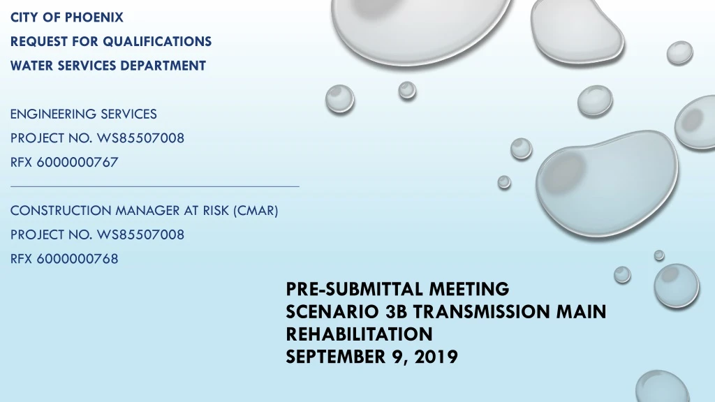 pre submittal meeting scenario 3b transmission main rehabilitation september 9 2019