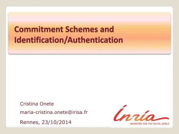 Commitment Schemes and Identification/Authentication