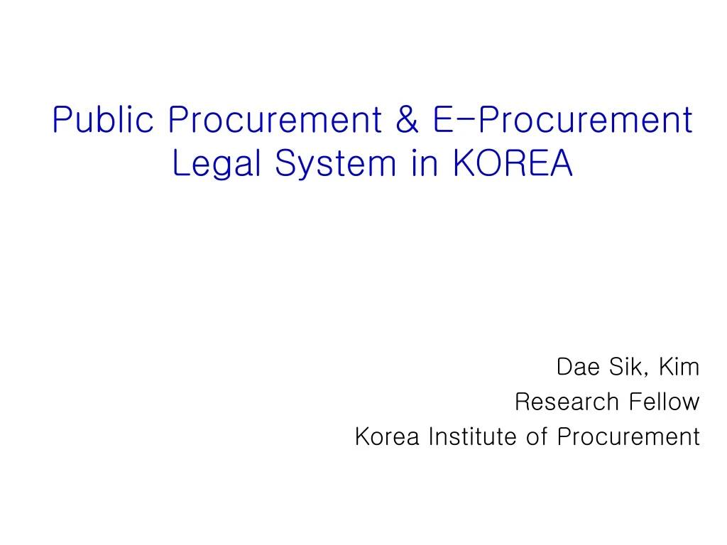public procurement e procurement legal system in korea