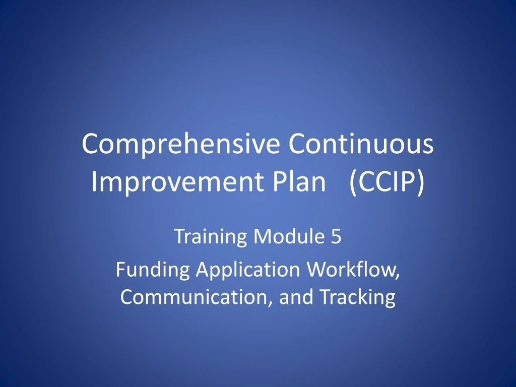 comprehensive continuous improvement plan ccip