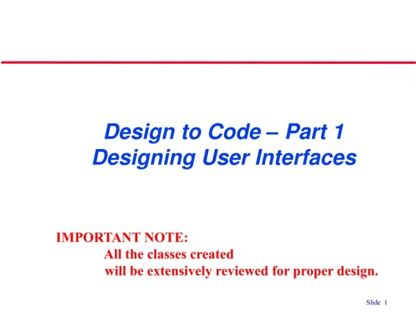 Design to Code – Part 1 Designing User Interfaces