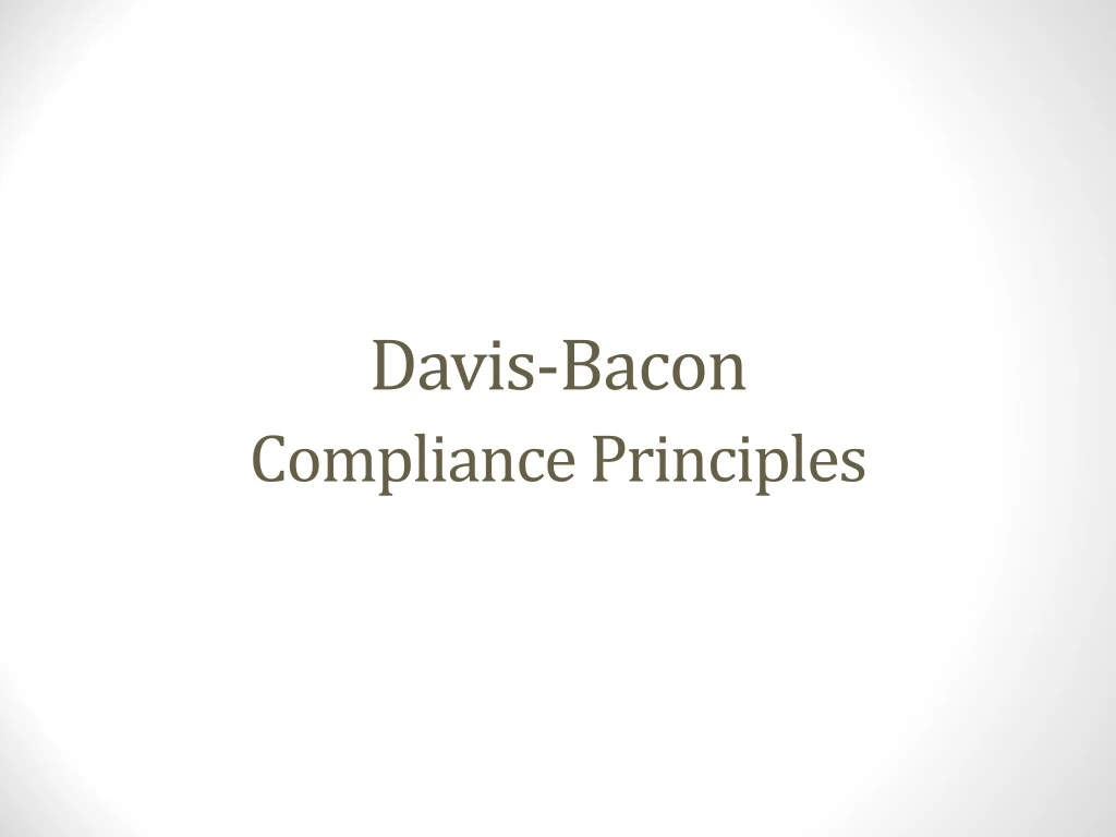 davis bacon compliance principles