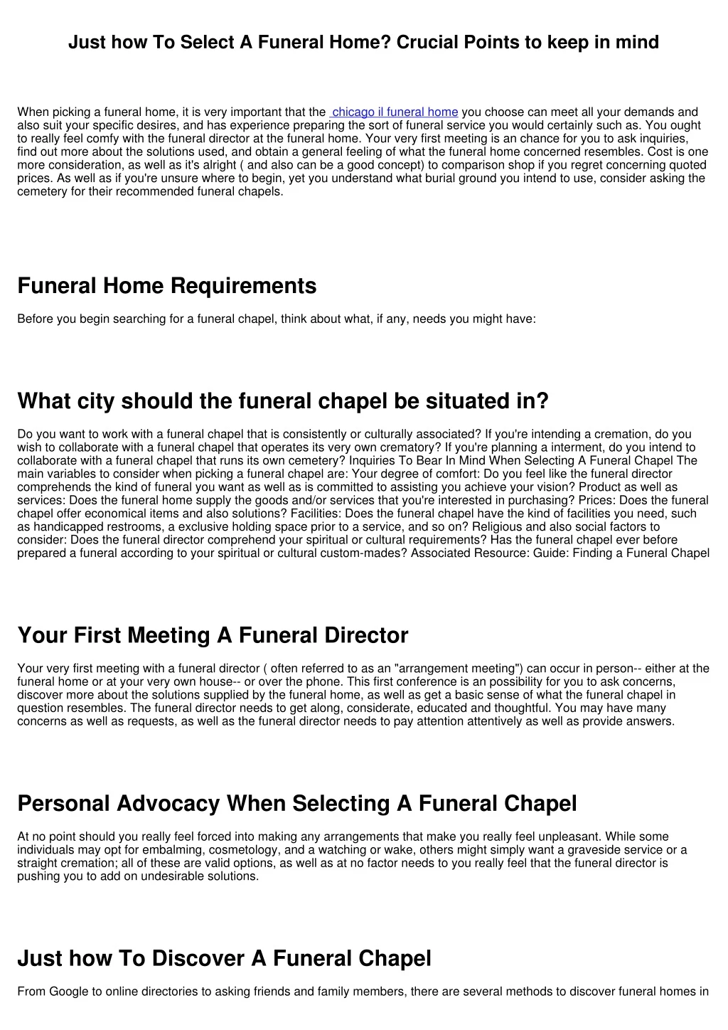 just how to select a funeral home crucial points