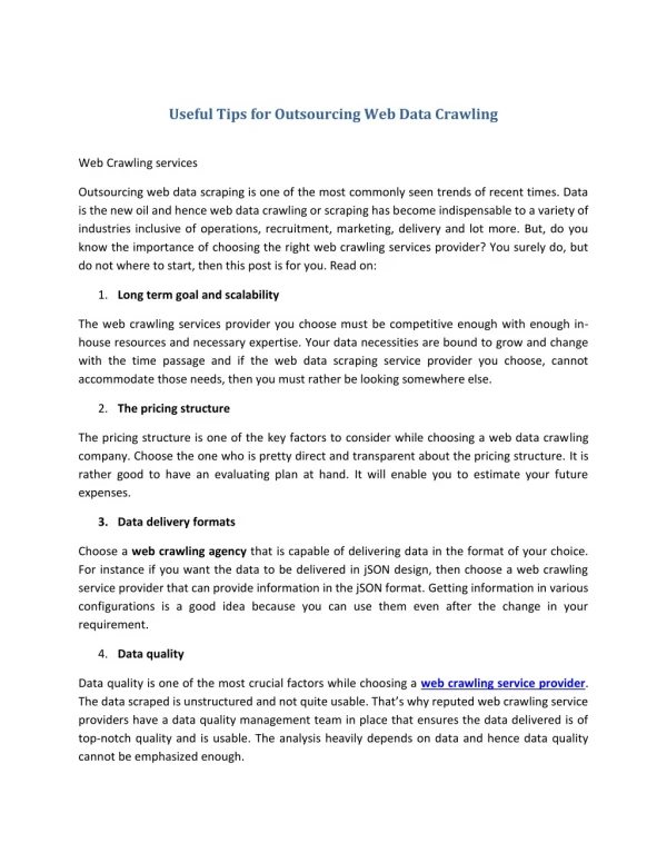 useful tips for outsourcing web data crawling