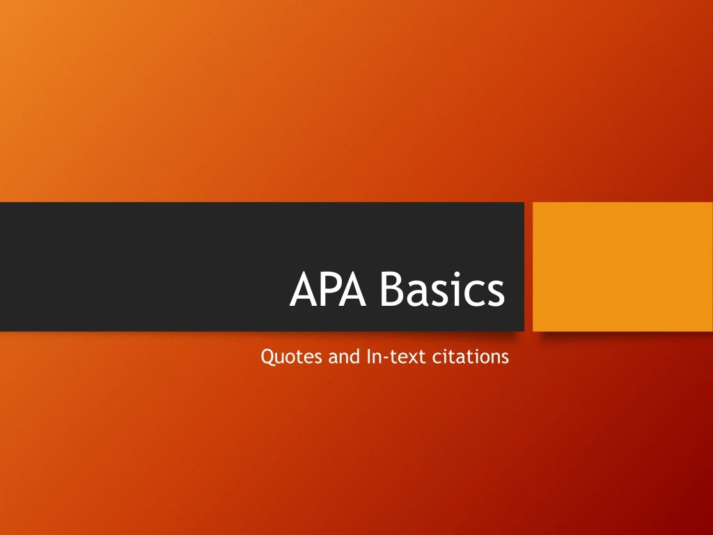 apa basics