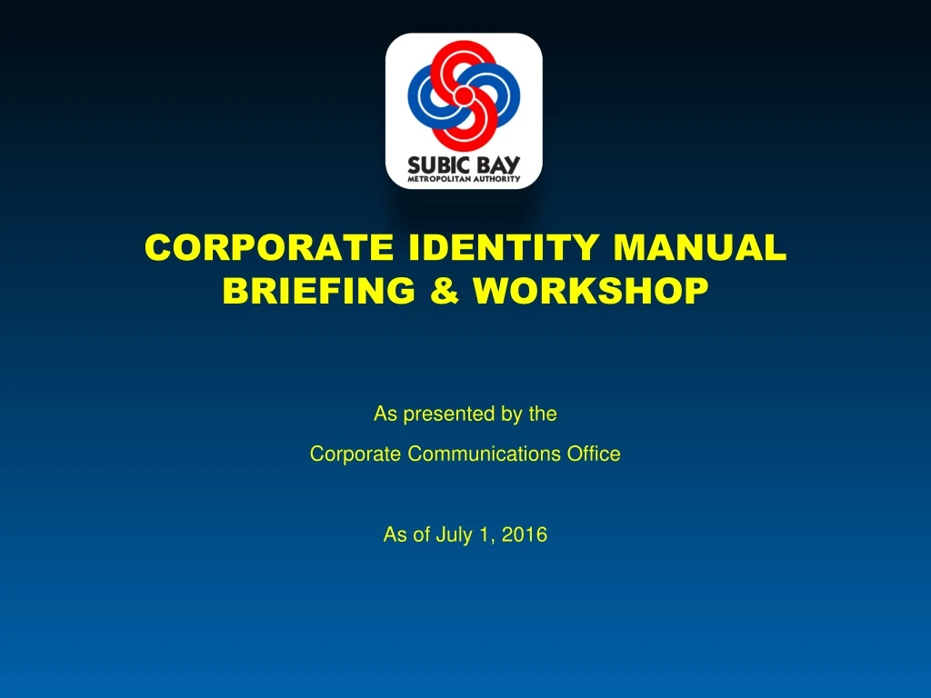 corporate identity manual briefing workshop
