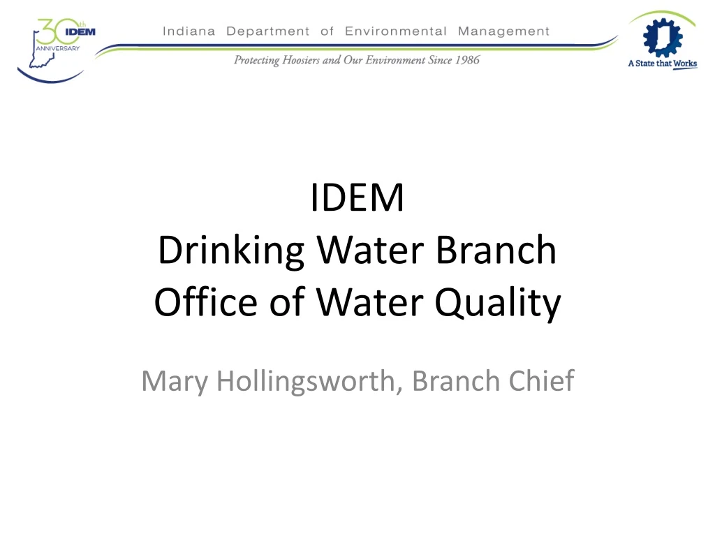 idem drinking water branch office of water quality