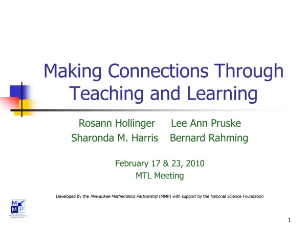 Making Connections Through Teaching and Learning