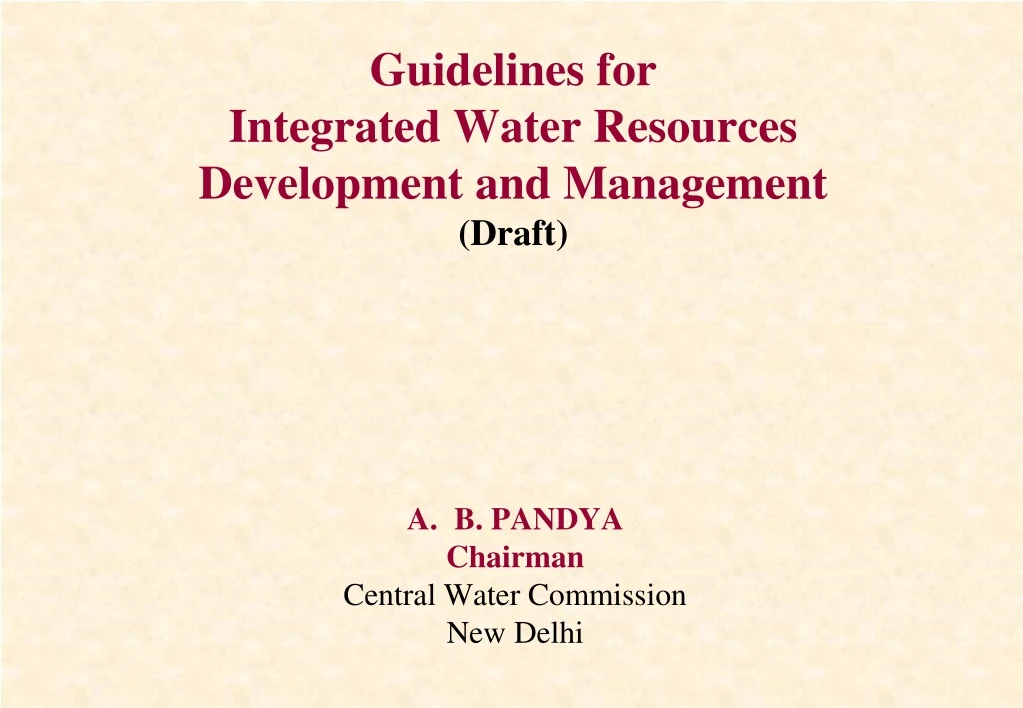 guidelines for integrated water resources development and management draft