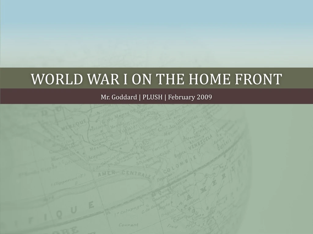 world war i on the home front