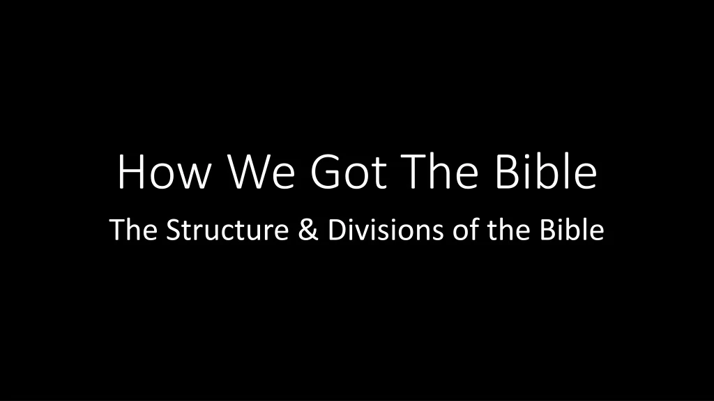 how we got the bible