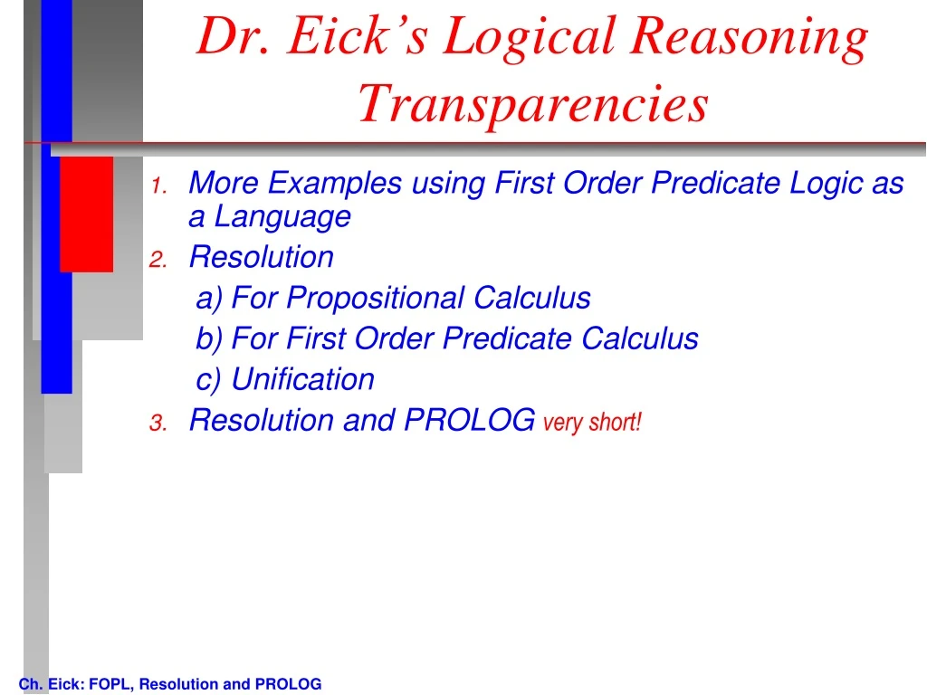 dr eick s logical reasoning transparencies