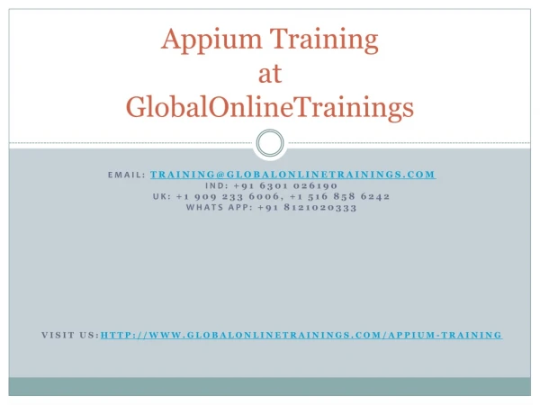 appium training at globalonlinetrainings