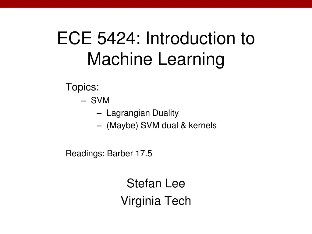 ece 5424 introduction to machine learning