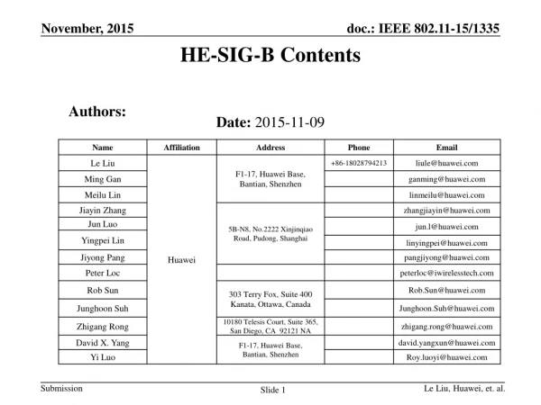 HE-SIG-B Contents