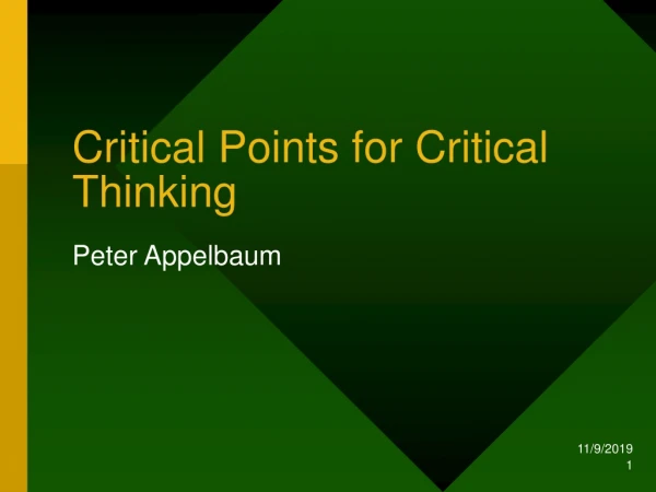Critical Points for Critical Thinking