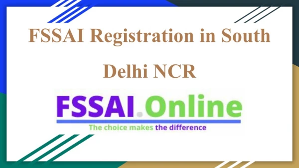 FSSAI Registration in South Delhi NCR - fssai.online