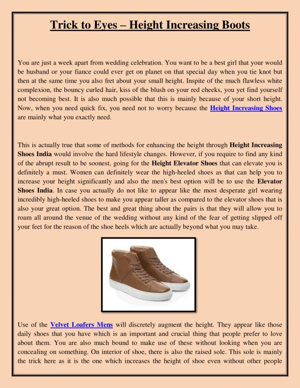Trick to Eyes – Height Increasing Boots