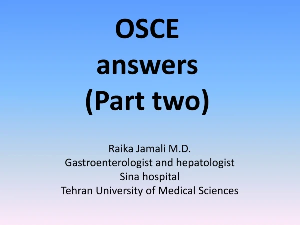 OSCE answers (Part two)