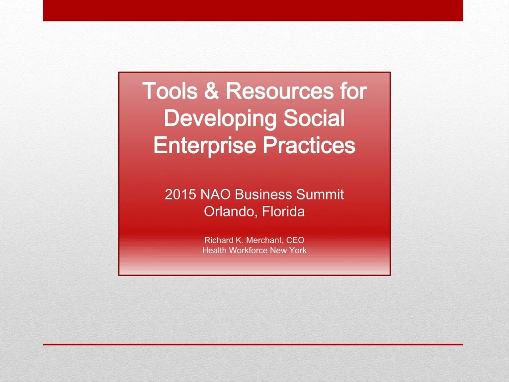 tools resources for developing social enterprise