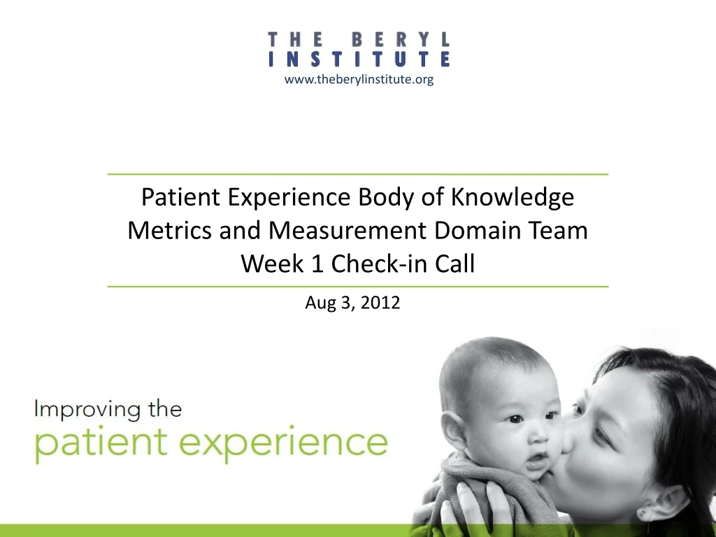 patient experience body of knowledge metrics and measurement domain team week 1 check in call