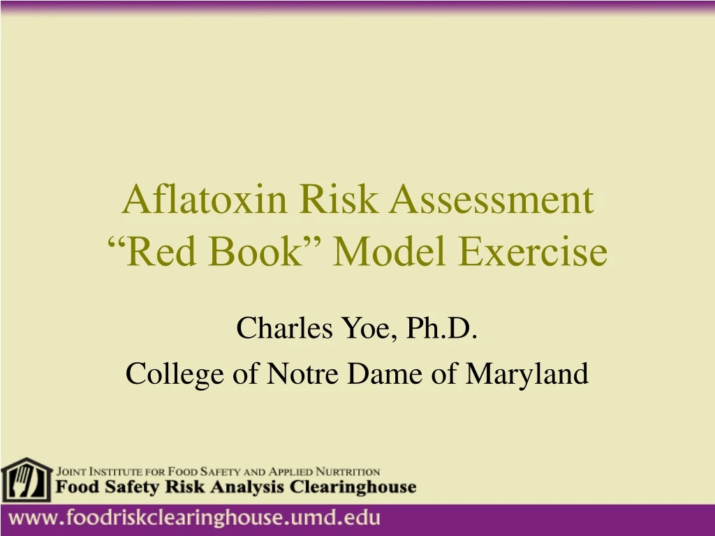 aflatoxin risk assessment red book model exercise