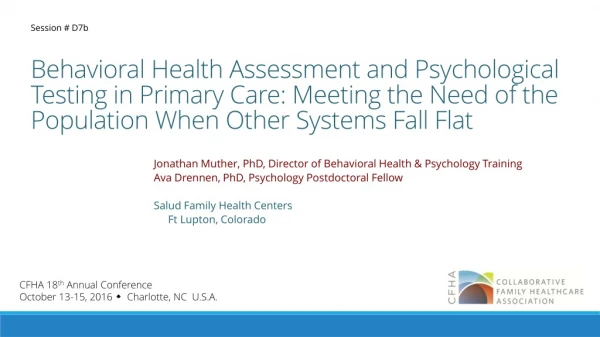 Jonathan Muther, PhD, Director of Behavioral Health &amp; Psychology Training