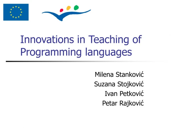 Innovations in Teaching of Programming languages