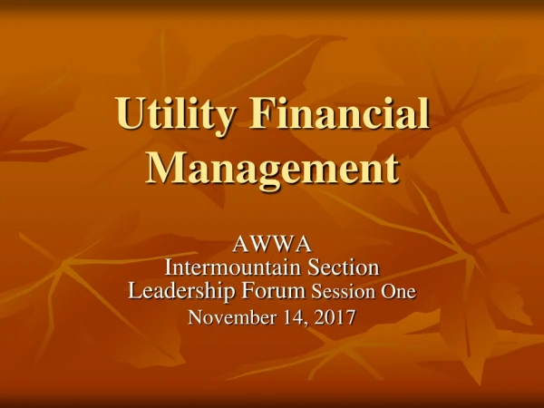 Utility Financial Management