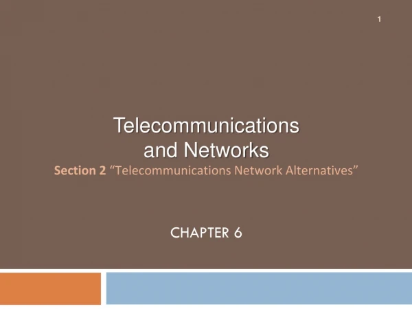 Telecommunications and Networks Section 2 “Telecommunications Network Alternatives” Chapter 6