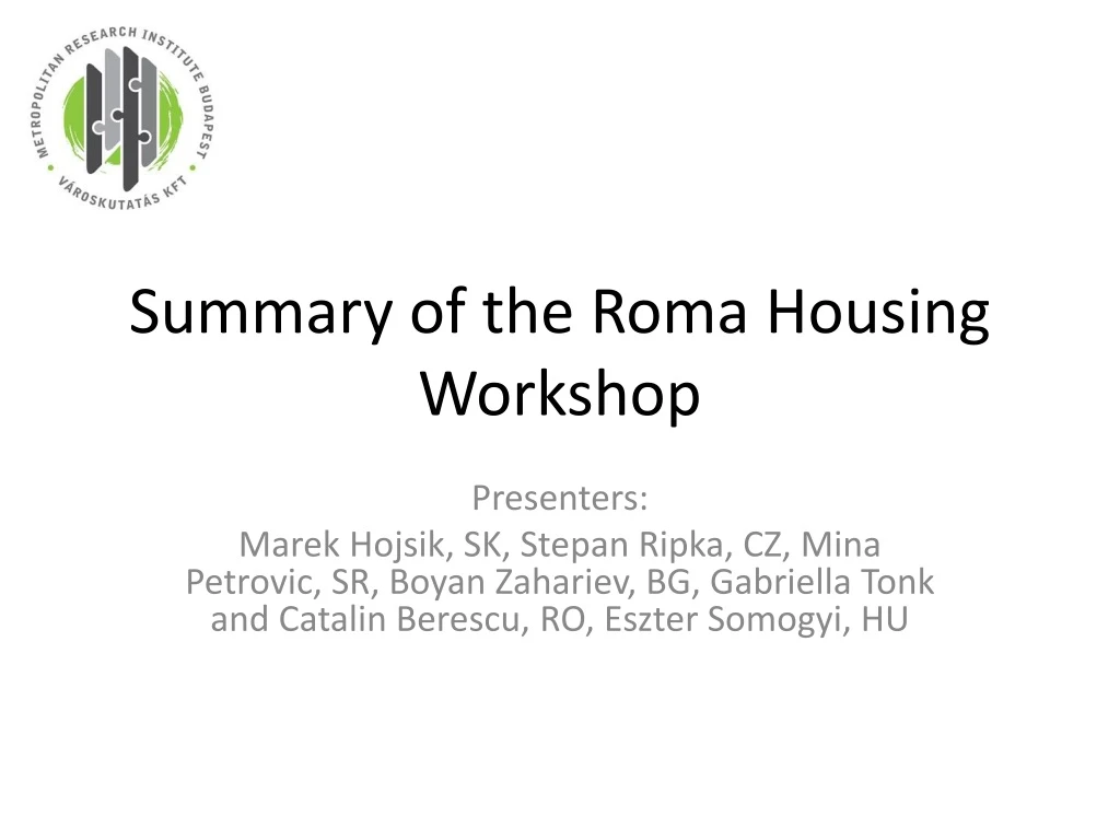 summary of the roma housing workshop